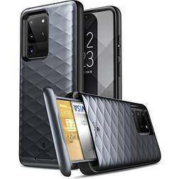Clayco Galaxy S20 Ultra Case, Clayco [Argos Series] Premium Hybrid Protective Wallet Case for Samsung Galaxy S20 Ultra (Built-in Credit Card/ID Card Slot) (Black)
